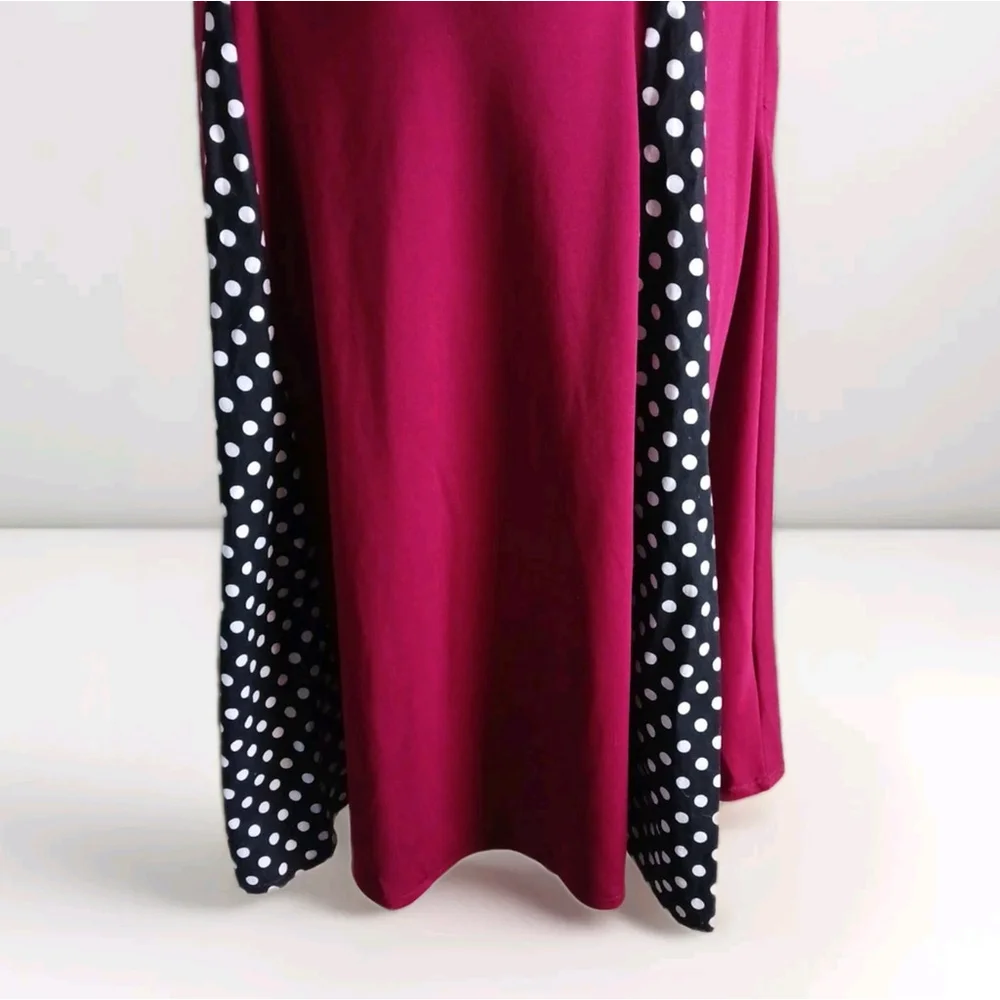 Juniors 2XL Polka Dot Dark Red Midi Dress - Picture 4 of 6